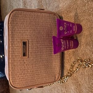 Versace Parfums Beige Crossbody Bag with Body Lotion & Shower Gel NWOT